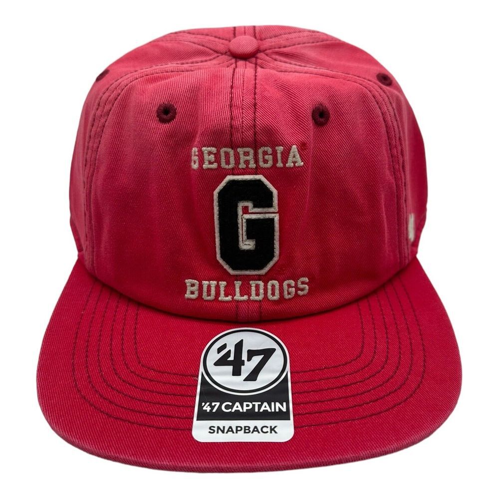 NWT 47 Brand Captain Georgia Bulldogs Snapback Hat Cap Distressed Double Play